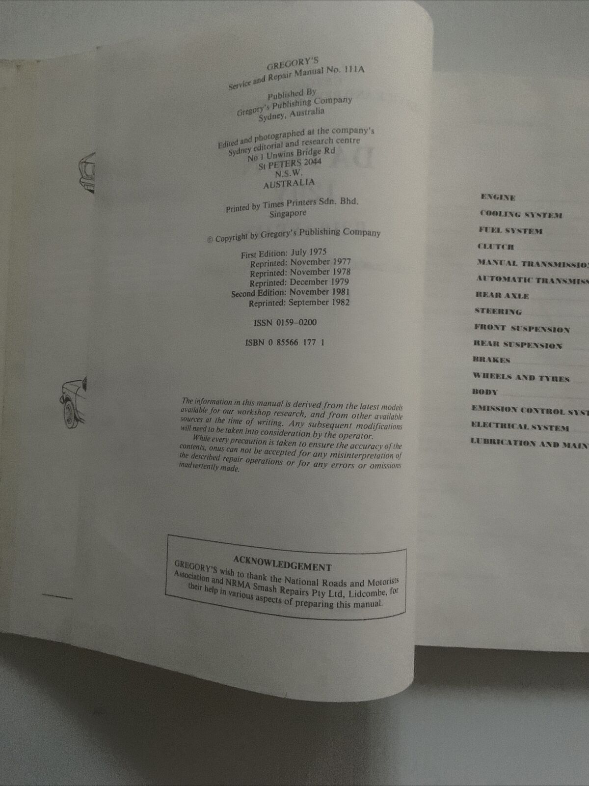 HC DATSUN 120Y SUNNY B210 1974 To 1979 Gregorys Workshop Service Repair Manual