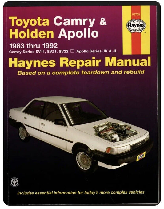 Haynes TOYOTA CAMRY Holden APOLLO Repair Manual 1983-1992 Teardown Rebuild Car