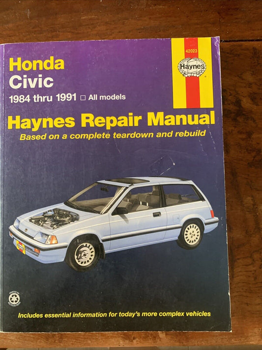 PB Haynes HONDA CIVIC 1984 to 1991 All Models REPAIR MANUAL Car #42023 1998