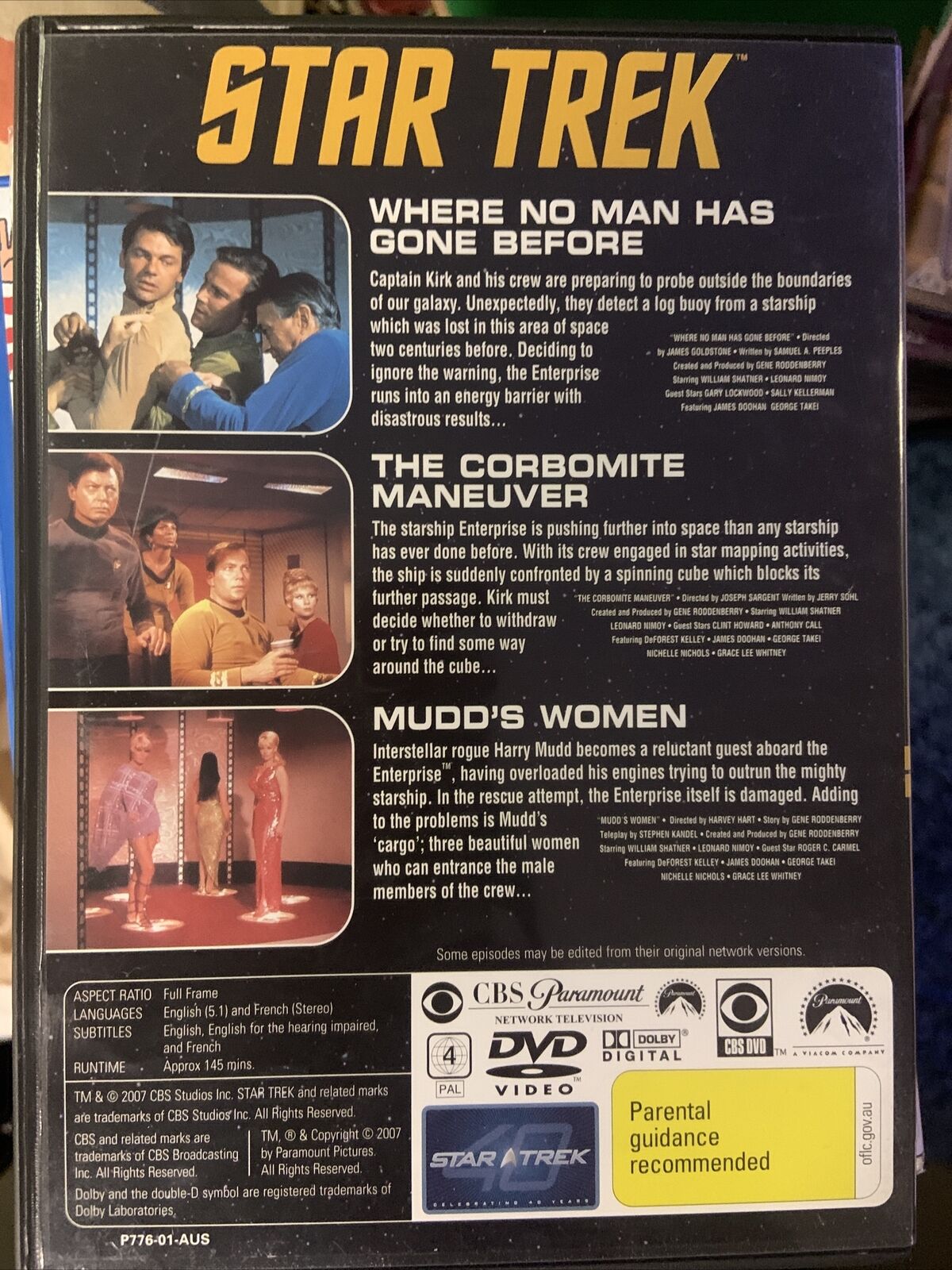 DVD STAR TREK The Original Series TOS 01 2007 PG Sci Fi 3 Episodes New Disc Cult