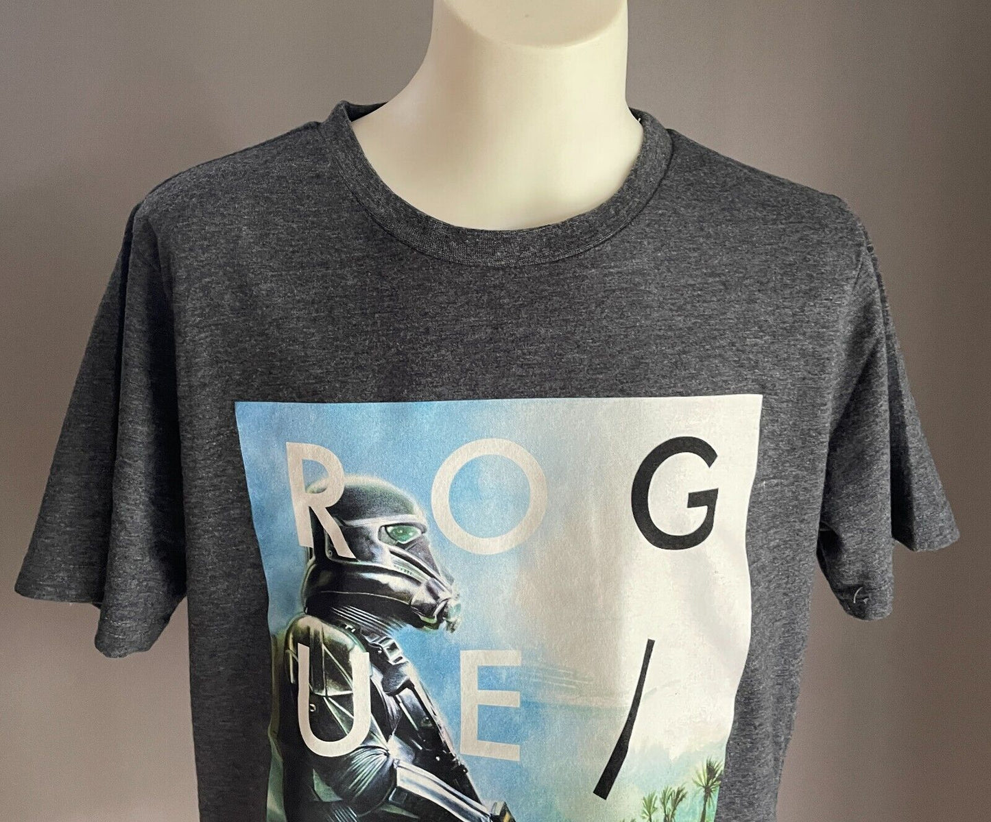 STAR WARS Unisex Grey Marl Rogue One Print T-Shirt Size 12 Short Sleeves