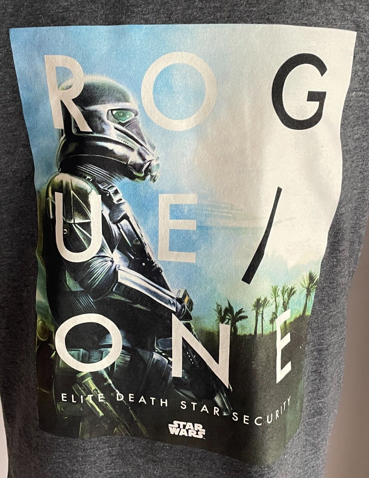 STAR WARS Unisex Grey Marl Rogue One Print T-Shirt Size 12 Short Sleeves