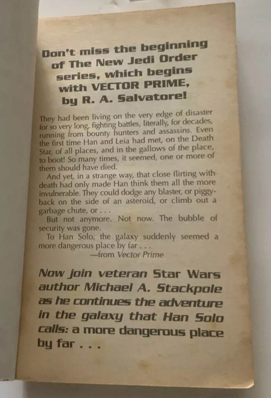 Dark Tide Onslaught Star Wars THE NEW JEDI Michael A Stackpole 2000 1st Edition