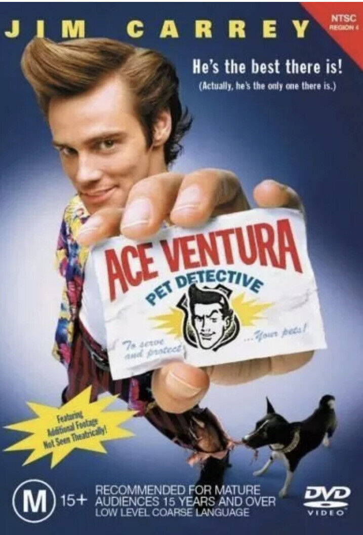 DVD ACE VENTURA PET DETECTIVE Comedy Jim Carey Additional Footage R4 Slapstick