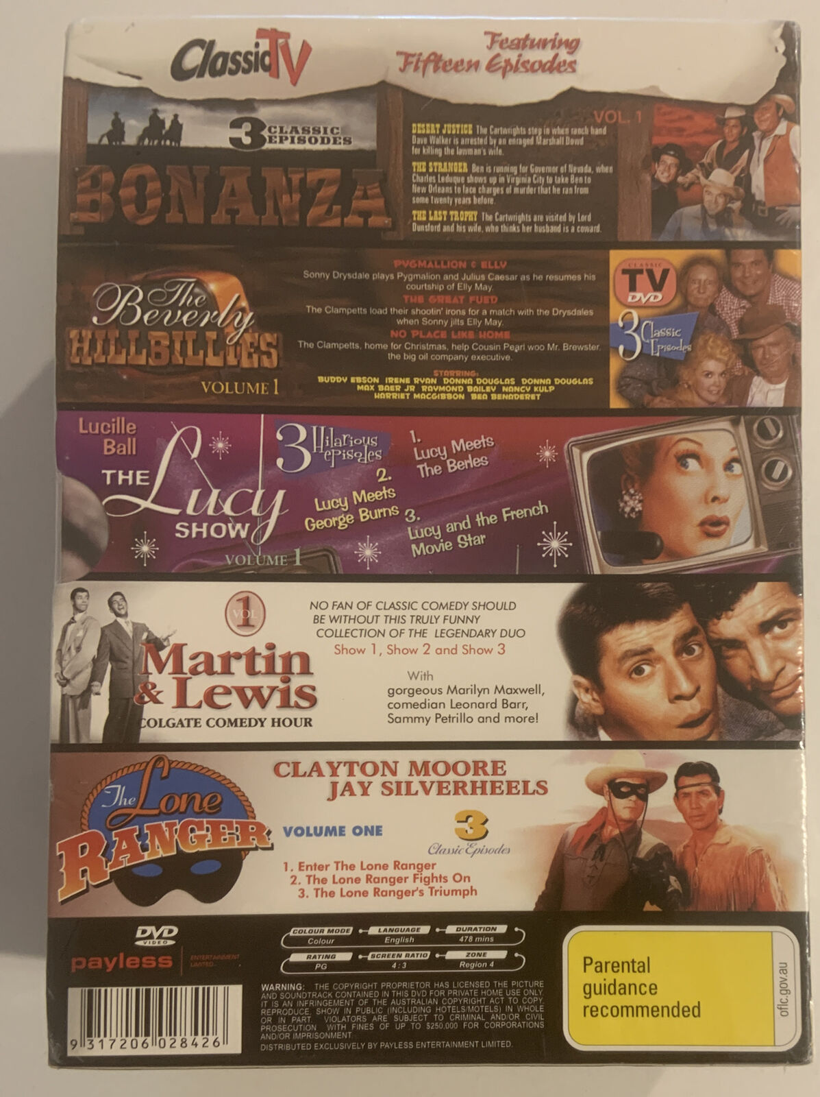 DVD X5 Classic TV Boxset BONANZA Martin & Lewis Lucy Show Lane Ranger Sealed NEW
