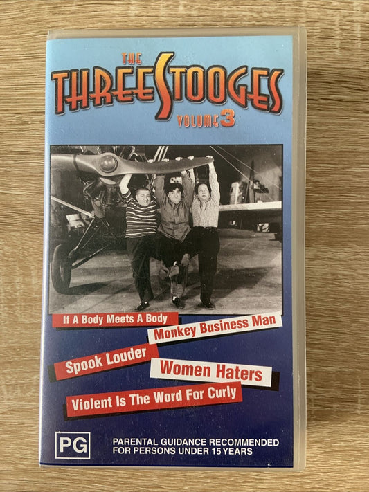 VHS THE THREE STOOGES Volume 3 5 Episodes 90 Min Larry Curly Moe Video Tape