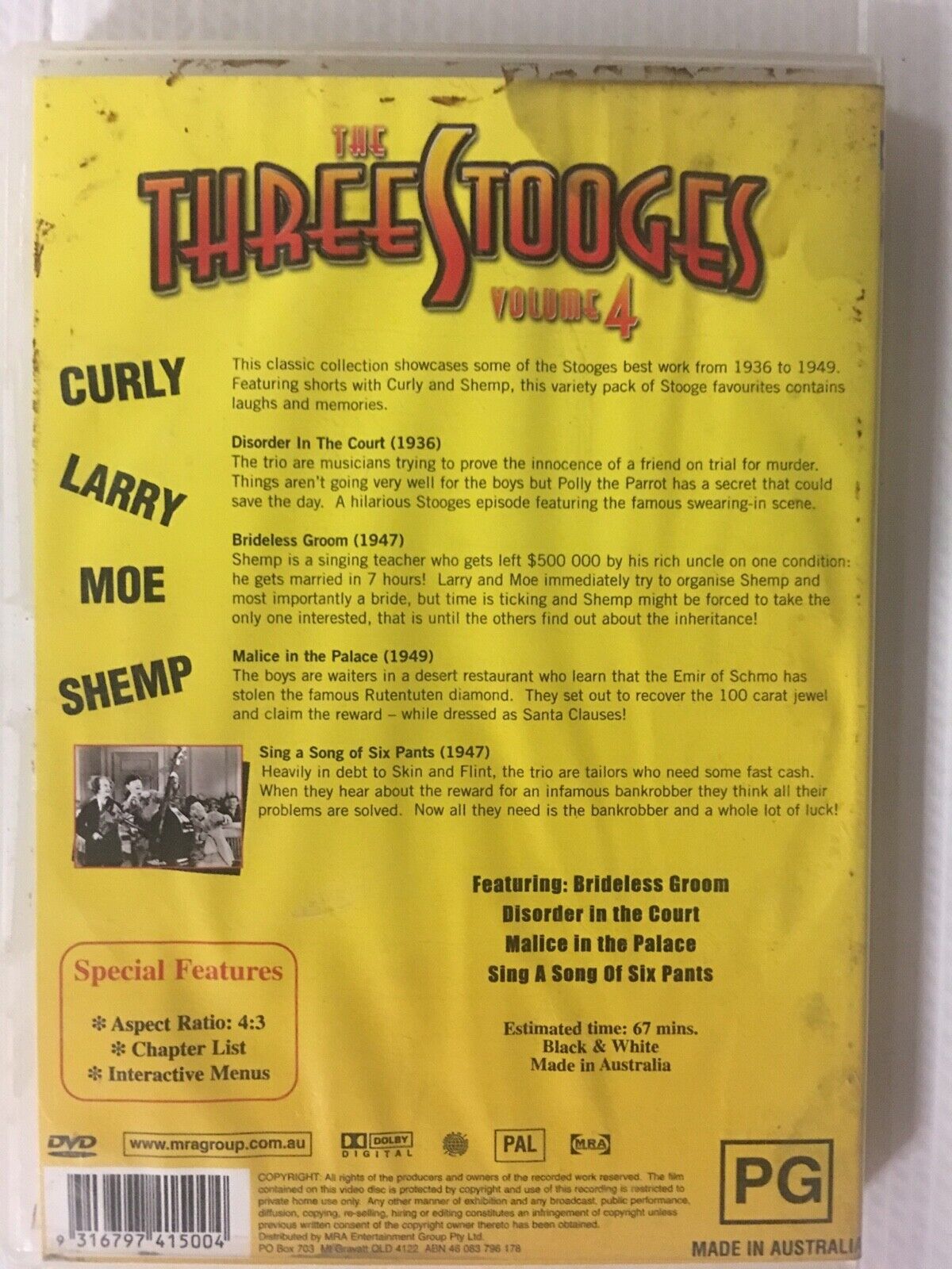 DVD THE THREE STOOGES Volume 4 New w Defects Disc Perfect DVD Cover Watermarked