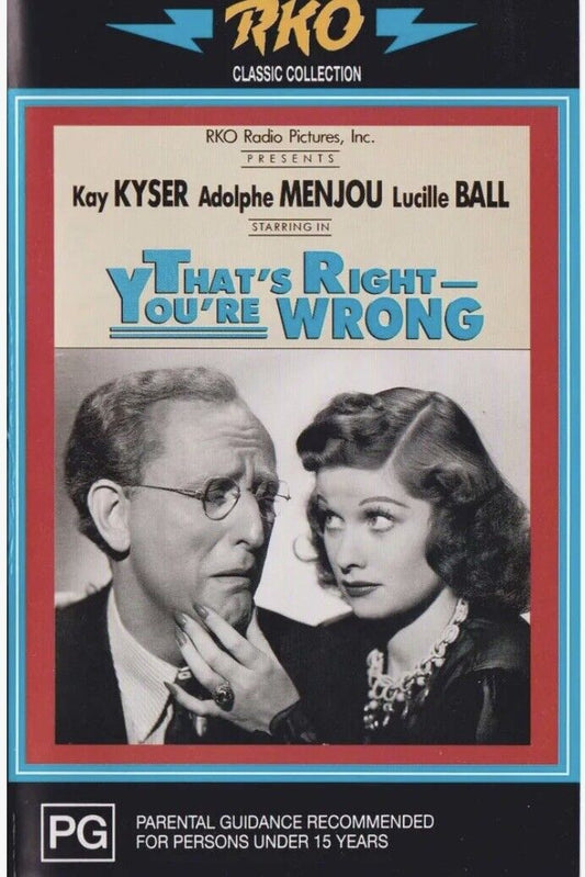 Vintage VHS THAT'S RIGHT YOU'RE WRONG  Kay Kyser Lucille Ball Video Tape Romcom