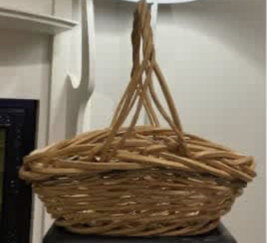 36.5cm  Basket Wicker Flower Fruit Market Garden Kitchen Storage A173 Vintage