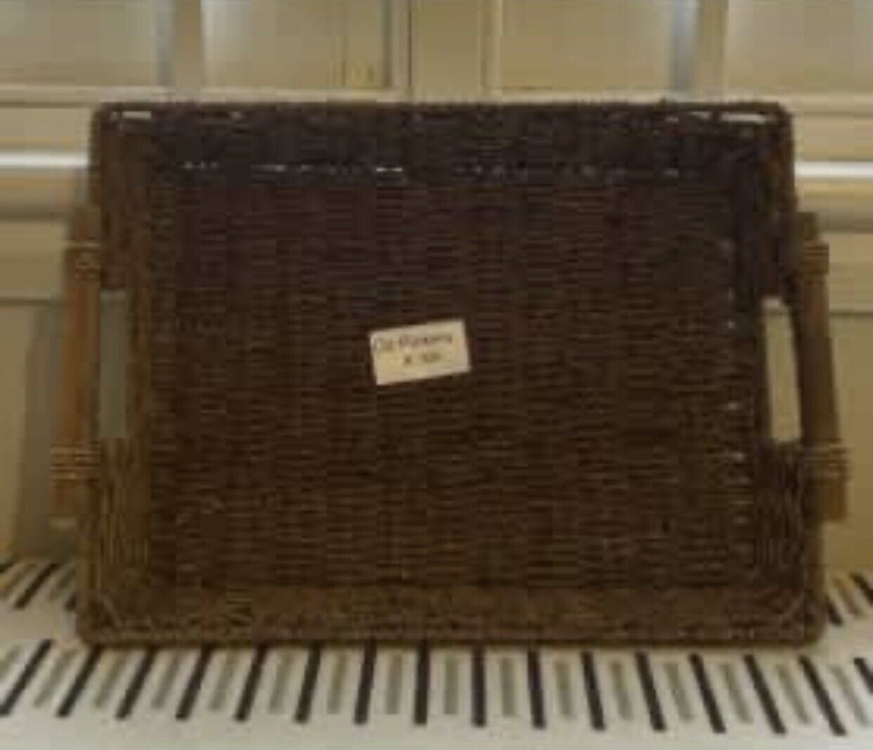 HandWoven 30x40cm Sisal Jute Twine Basket Serving Tray w Wooden Handles AE164
