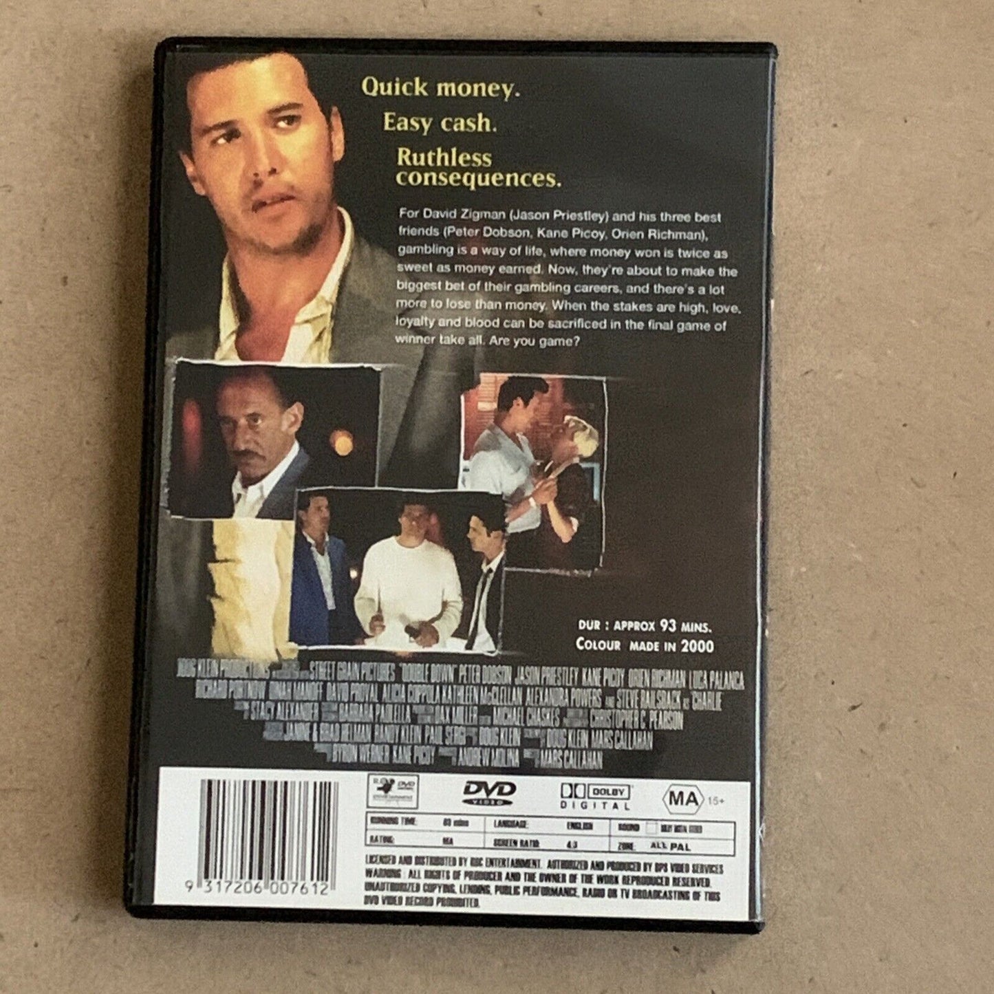 DVD DOUBLE DOWN Movie Jason Priestly Drama 2000 Intrigue 93 Mins Region All