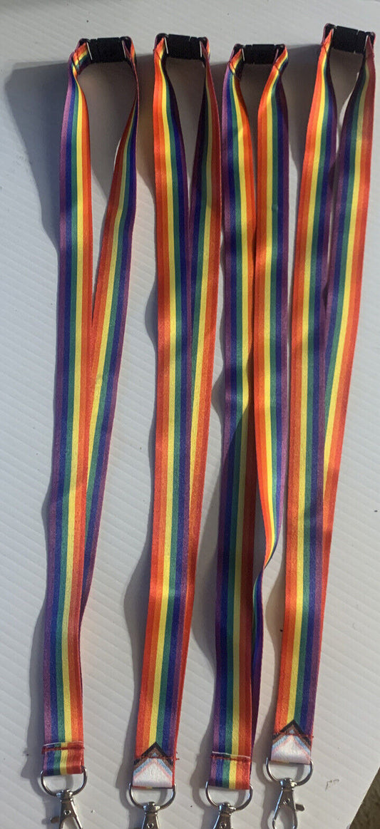 4x Rainbow Coloured Neck LANYARD Strap Phone ID Badge Keys Holder NEW