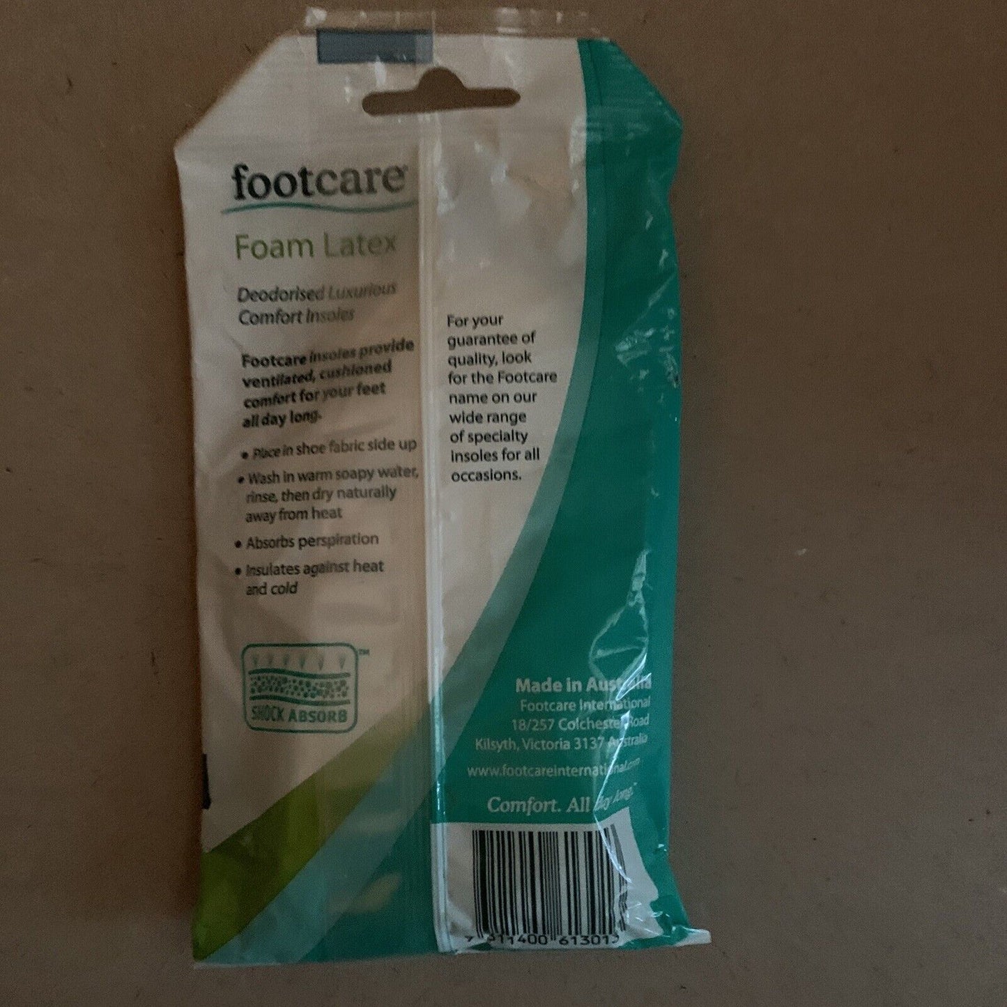 FOOTCARE Foam Latex Comfort Insoles 1 PAIR universal Size Medium Deodorised