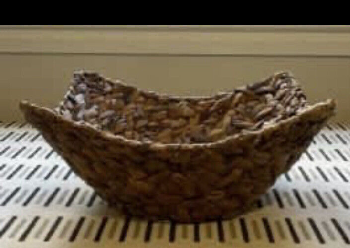 37cm Basket Square Hyacinth Natural Woven Straw Fruit Bowl AE166