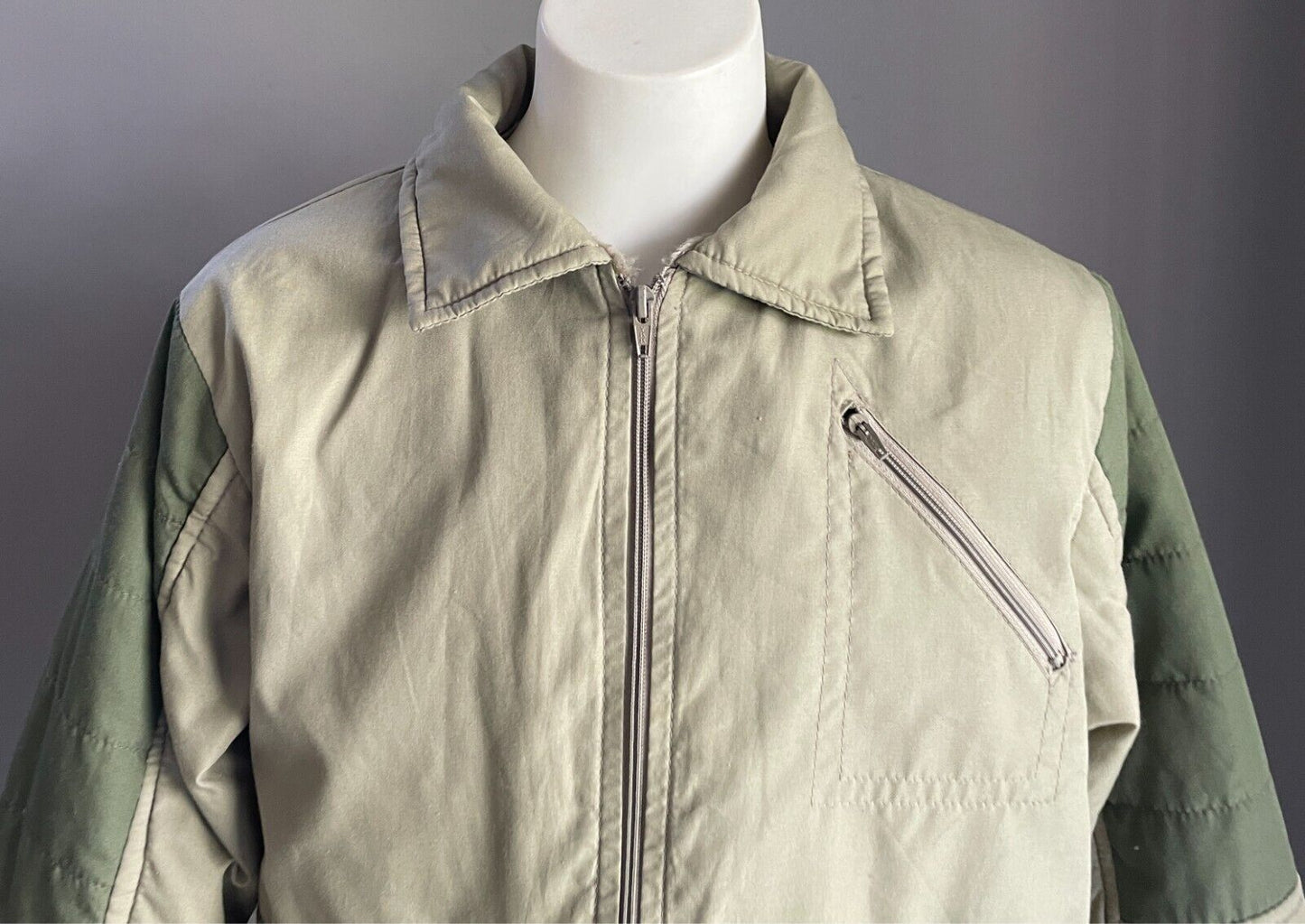 COLDWINDS Boys Jacket Parka Anorak Khaki Sherpa Lined Size 12 Warm Hoody 1970'S
