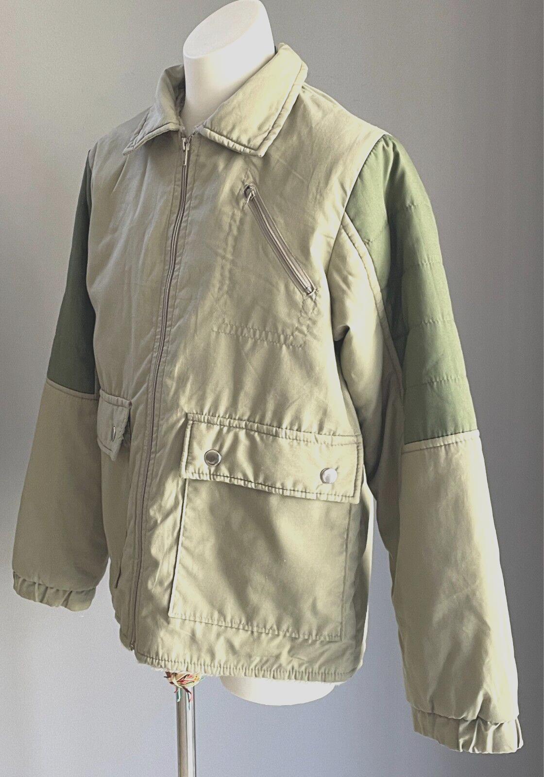 COLDWINDS Boys Jacket Parka Anorak Khaki Sherpa Lined Size 12 Warm Hoody 1970'S