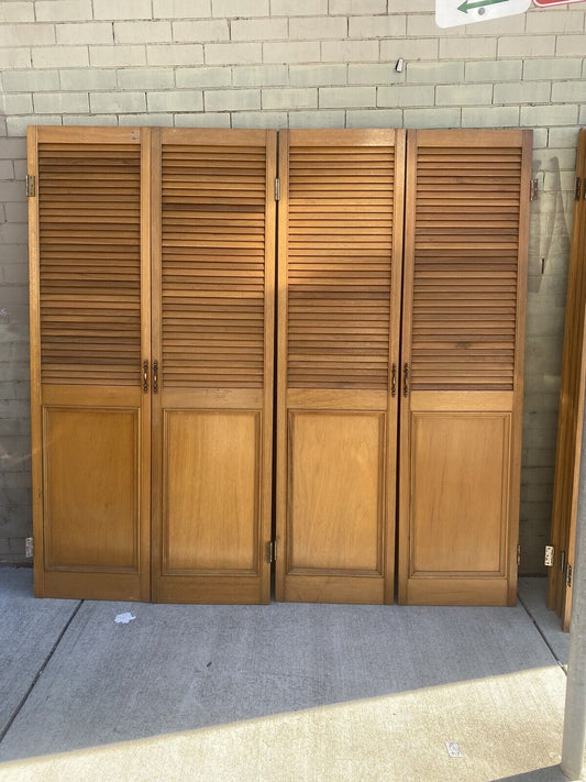4 x French Louvre Door 203x52cm Wood Bifold Louvres Shutters Wainscoting Hampton