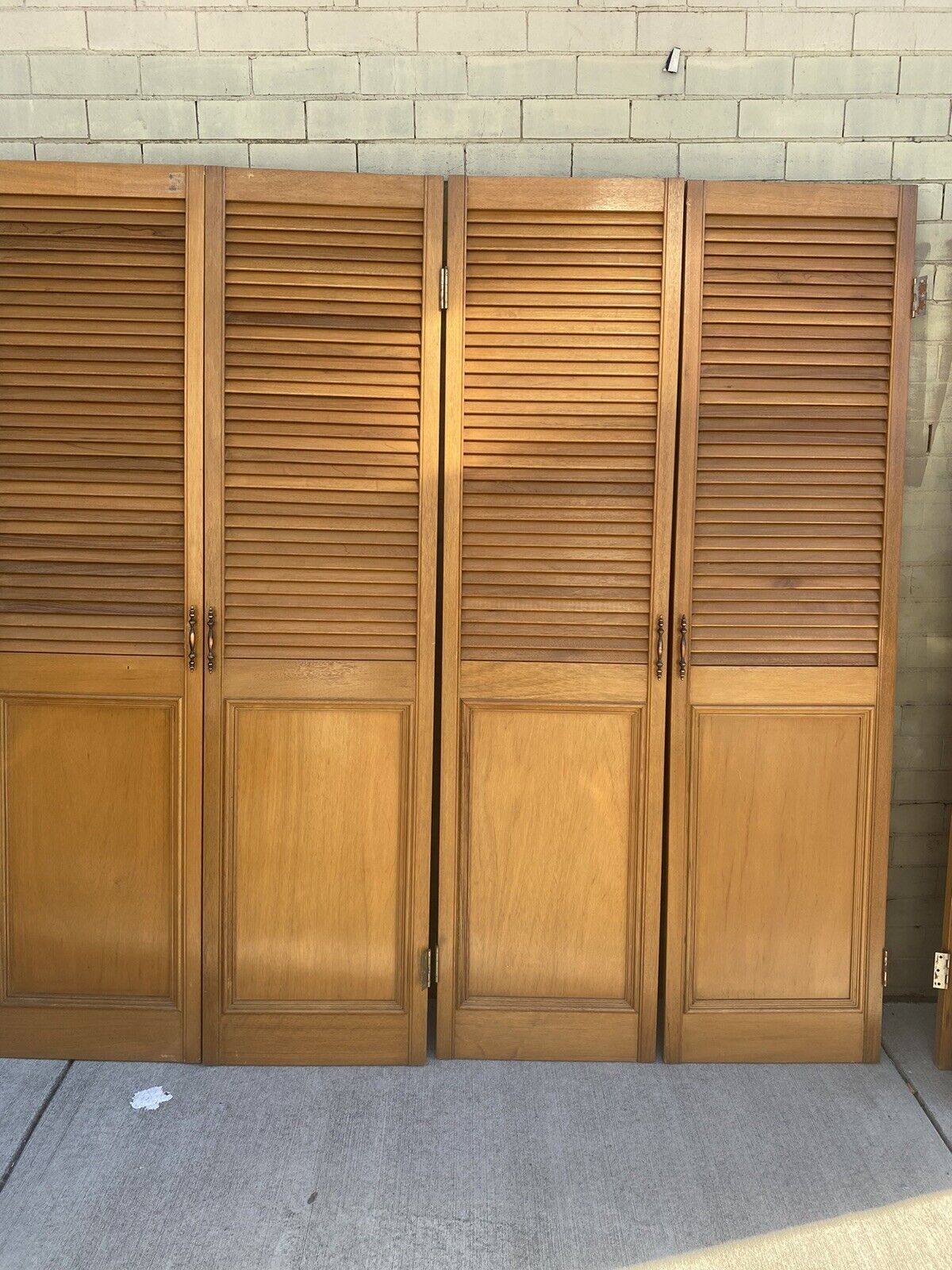 4 x French Louvre Door 203x52cm Wood Bifold Louvres Shutters Wainscoting Hampton