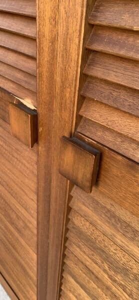 2 x Rustic French Louvre Doors 201x53cm Wooden Bifolds Louvres Shutters Cladding