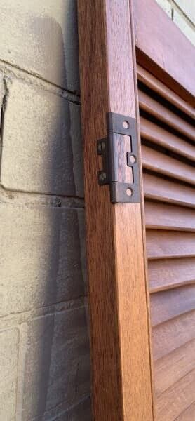 2 x Rustic French Louvre Doors 201x53cm Wooden Bifolds Louvres Shutters Cladding