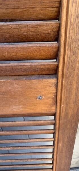 2 x Rustic French Louvre Doors 201x53cm Wooden Bifolds Louvres Shutters Cladding