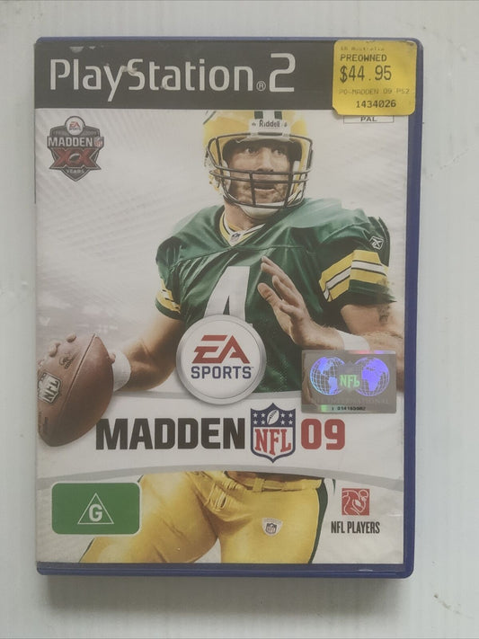 PlayStation 2 MADDEN NFL 09 PS2 Complete W Manual Blue Case EA Sports Game 2008