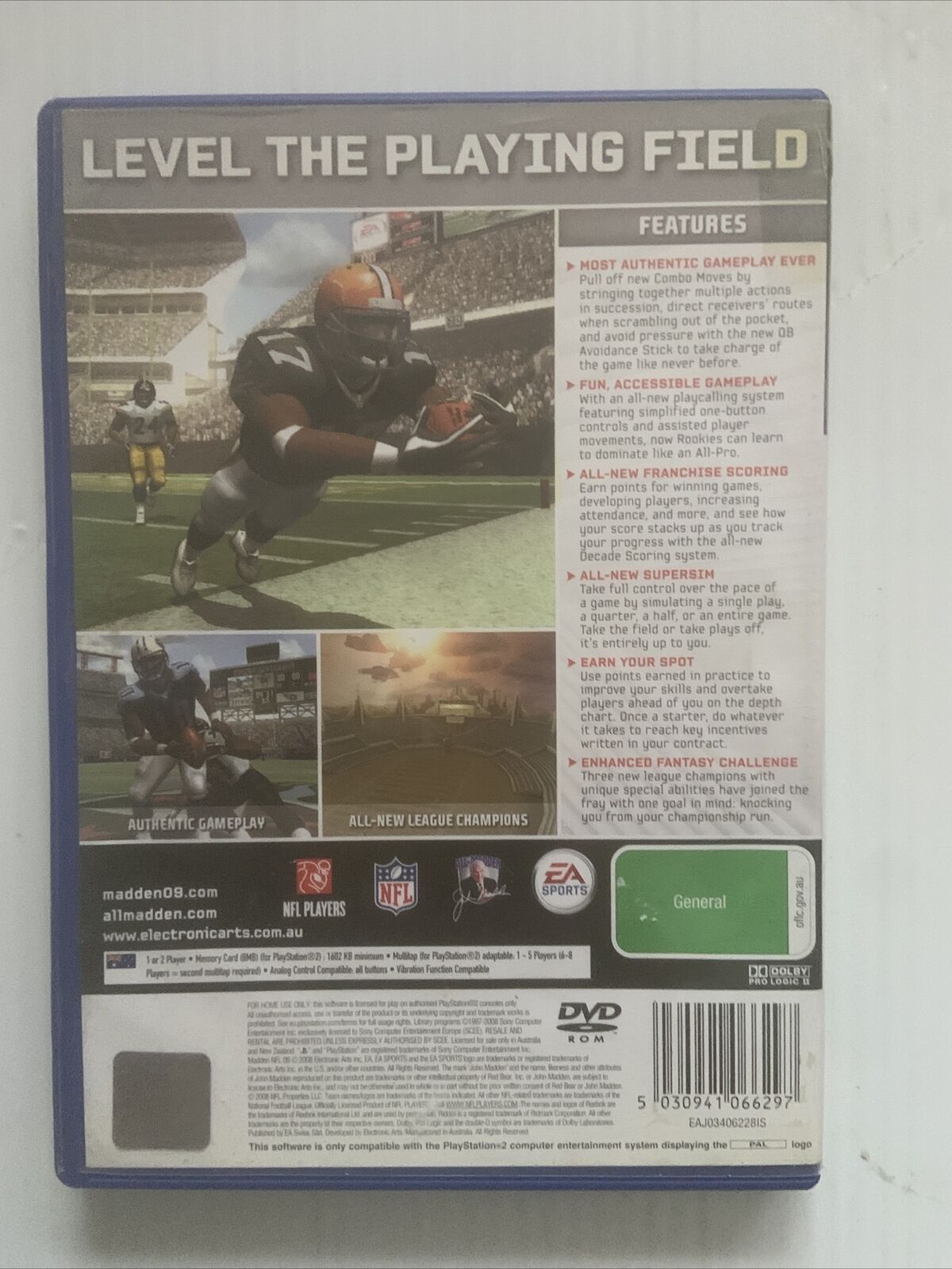 PlayStation 2 MADDEN NFL 09 PS2 Complete W Manual Blue Case EA Sports Game 2008