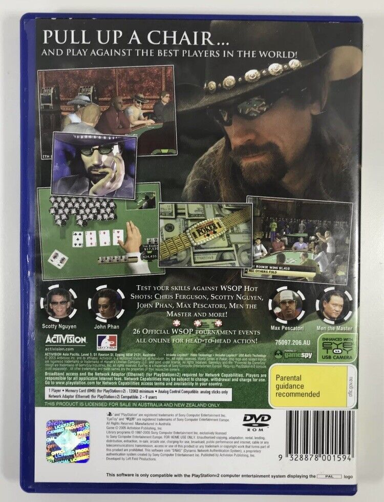 PlayStation 2 World Series of Poker The Official Game PS2 + Manual 2005