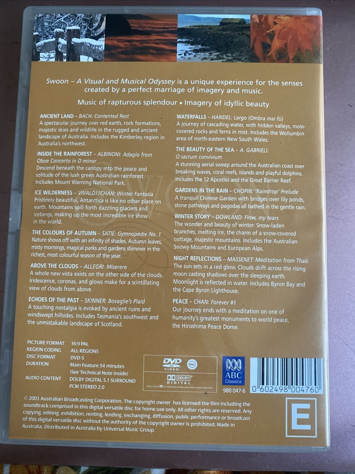 DVD SWOON A Visual and Musical Odyssey 2003 ABC Classics Music Region ALL