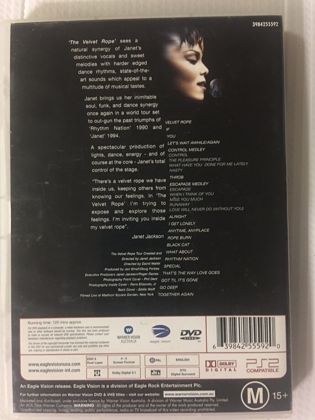 DVD Janet Jackson The Velvet Rope Tour  Live In Concert Music DVD