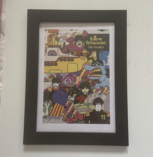 Framed Poster The Beatles YELLOW SUBMARINE Collage  Perspex 34.5 X 36 cm No Hook