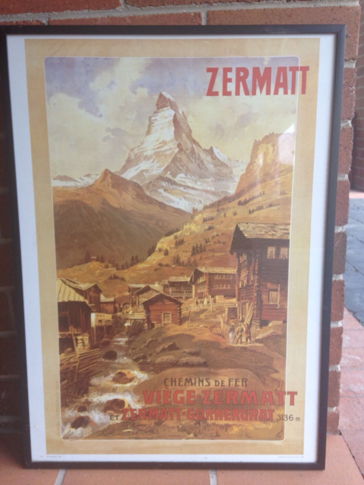 Framed Print A RECKZIEGEL ZERMATT "Chemins de der" Switzerland Swiss with Glass