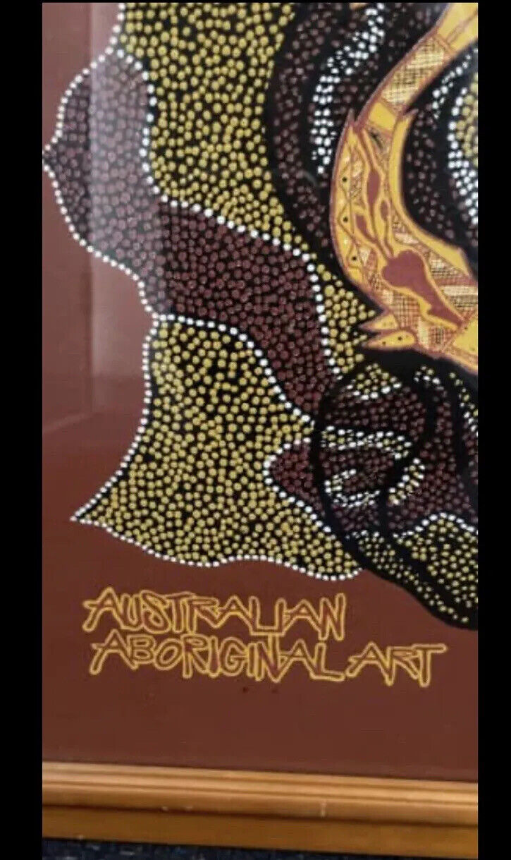 Framed Print Canvas BULURRU ABORIGINAL ART TIDES OF THE DOLPHIN BY LIONEL DOYLE