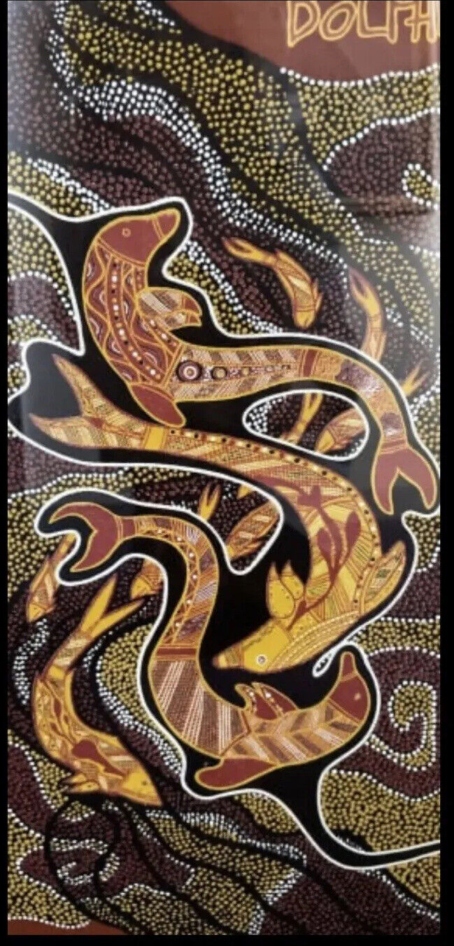 Framed Print Canvas BULURRU ABORIGINAL ART TIDES OF THE DOLPHIN BY LIONEL DOYLE