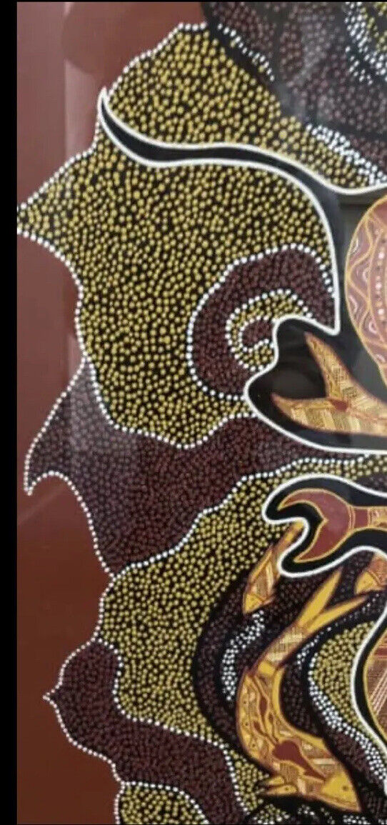 Framed Print Canvas BULURRU ABORIGINAL ART TIDES OF THE DOLPHIN BY LIONEL DOYLE
