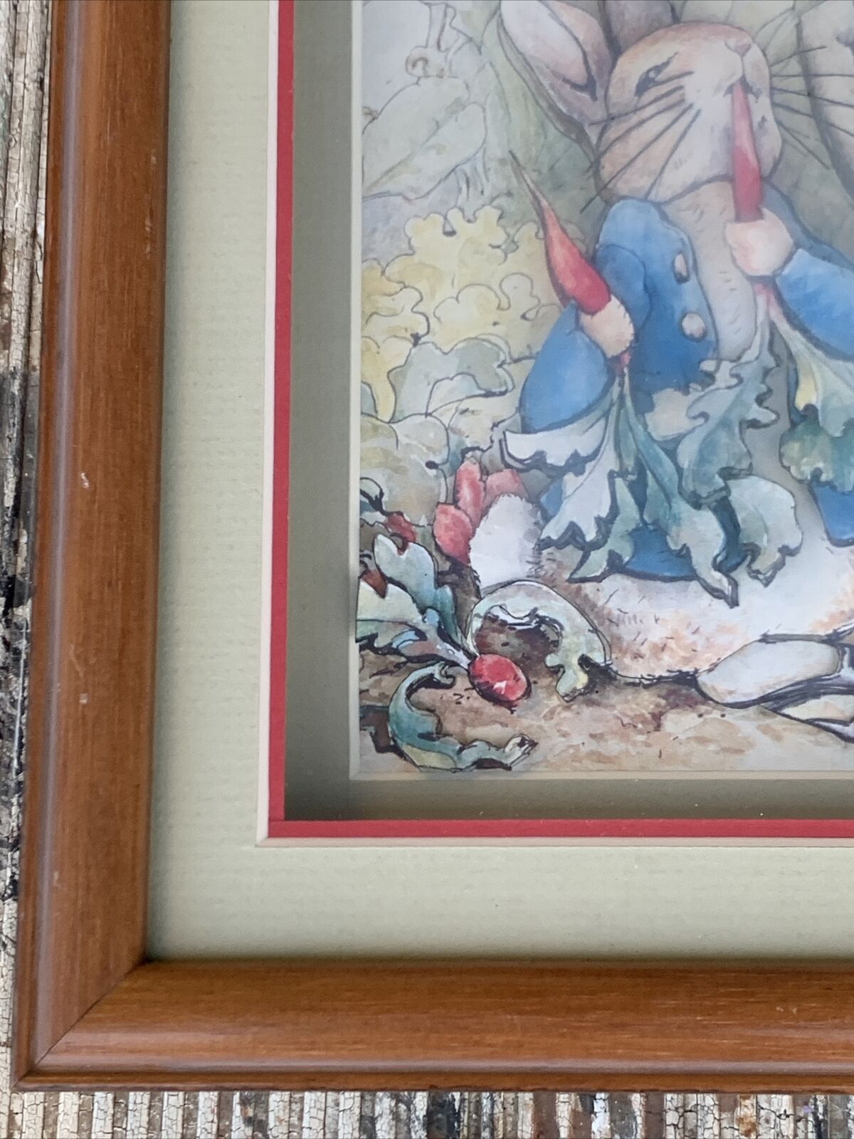 Framed PETER RABBIT 3D Paper Tolle Alphamat collector’s Garden Carrots w Glass