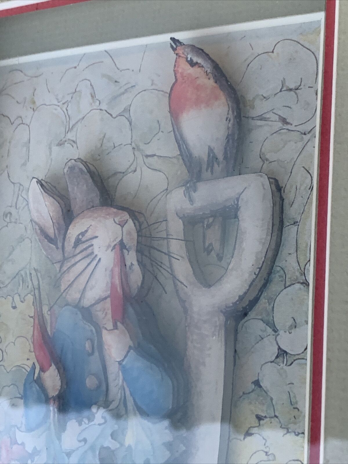 Framed PETER RABBIT 3D Paper Tolle Alphamat collector’s Garden Carrots w Glass