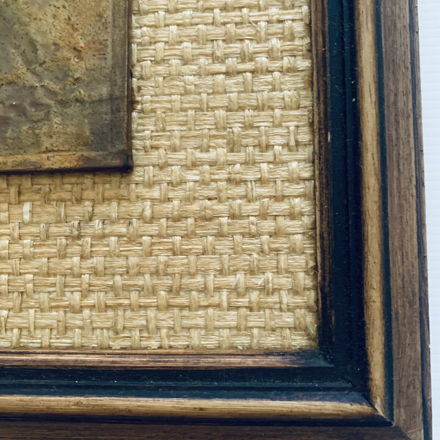 Framed COPPER ART Vintage Australian Blossoms 3D Beaten  Work Jute 52 x 37cm