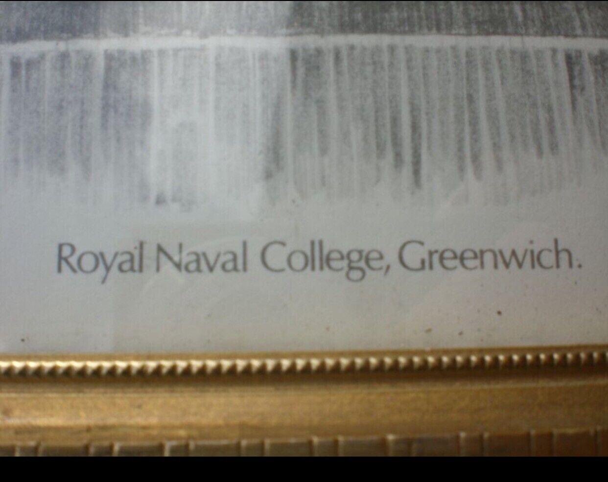 Framed ROYAL NAVAL COLLEGE GREENWICH Drawing Sketch RV Brown 1975 w Glass