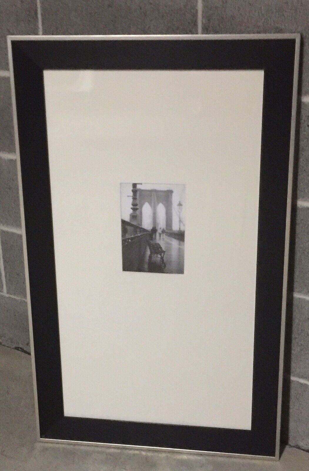 Framed Print Photo BROOKLYN BRIDGE MANHATTAN Monochrome 88cm w Glass