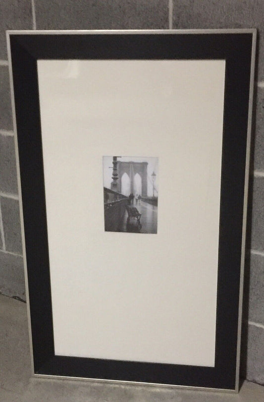 Framed Print Photo BROOKLYN BRIDGE MANHATTAN Monochrome 88cm w Glass