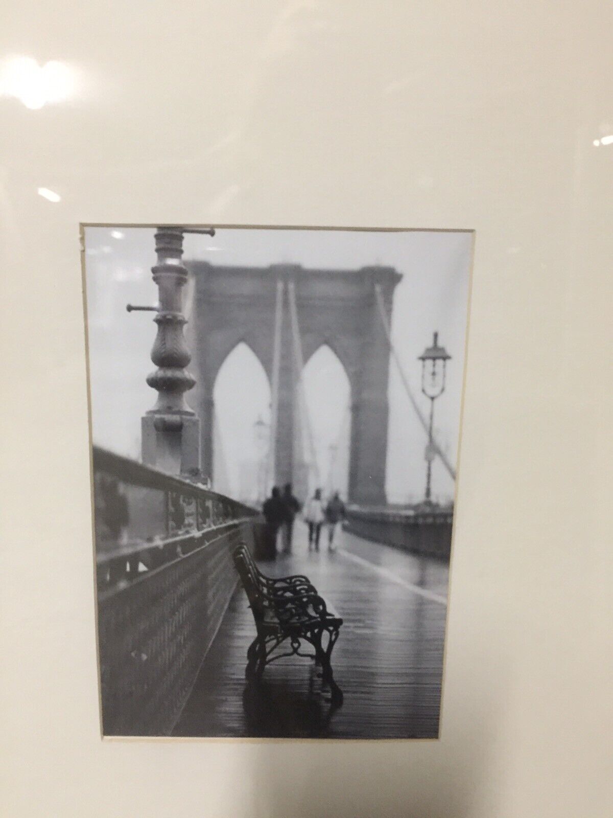 Framed Print Photo BROOKLYN BRIDGE MANHATTAN Monochrome 88cm w Glass