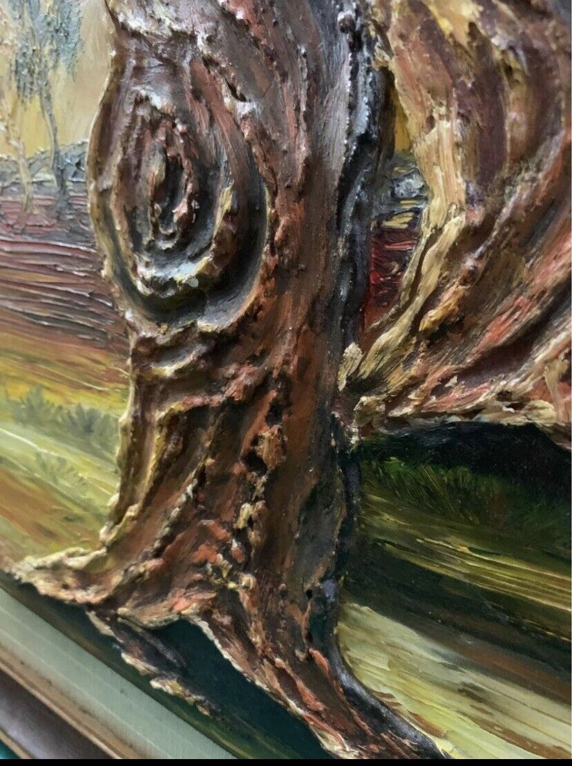 M DUELL Framed Painting Original 1972 3D Oil Art Australian Landscape Textured