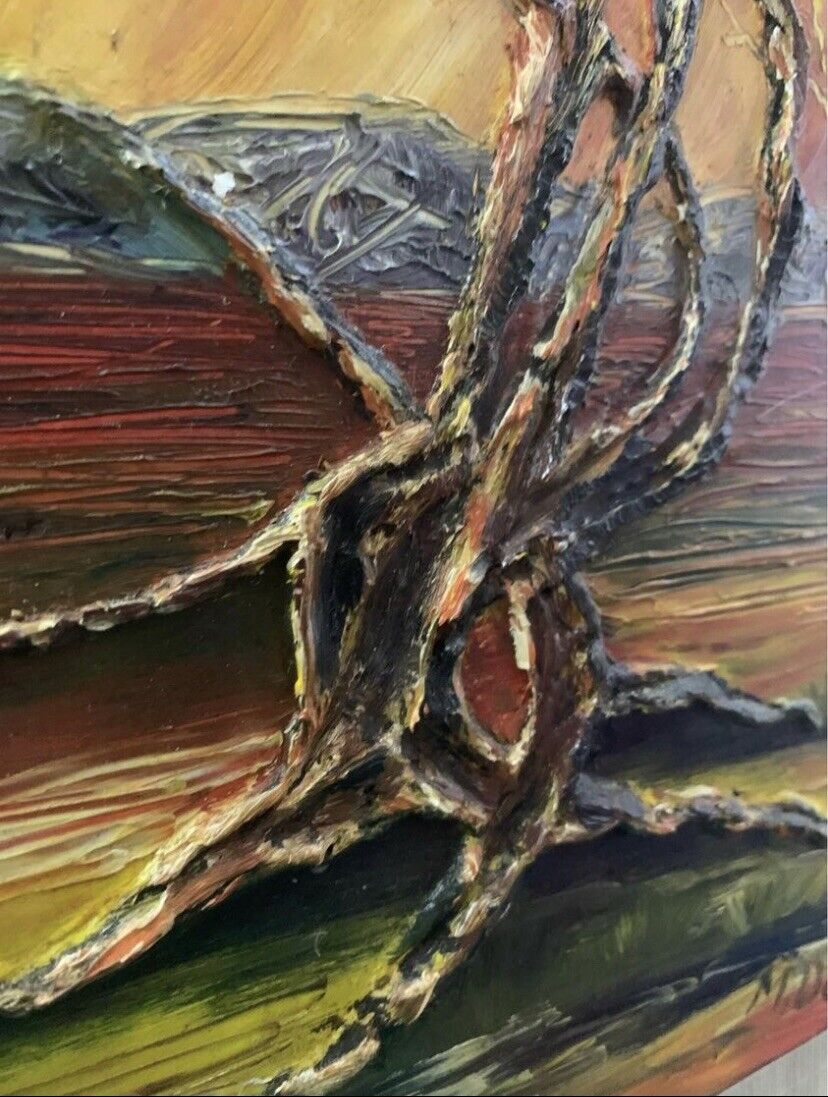 M DUELL Framed Painting Original 1972 3D Oil Art Australian Landscape Textured