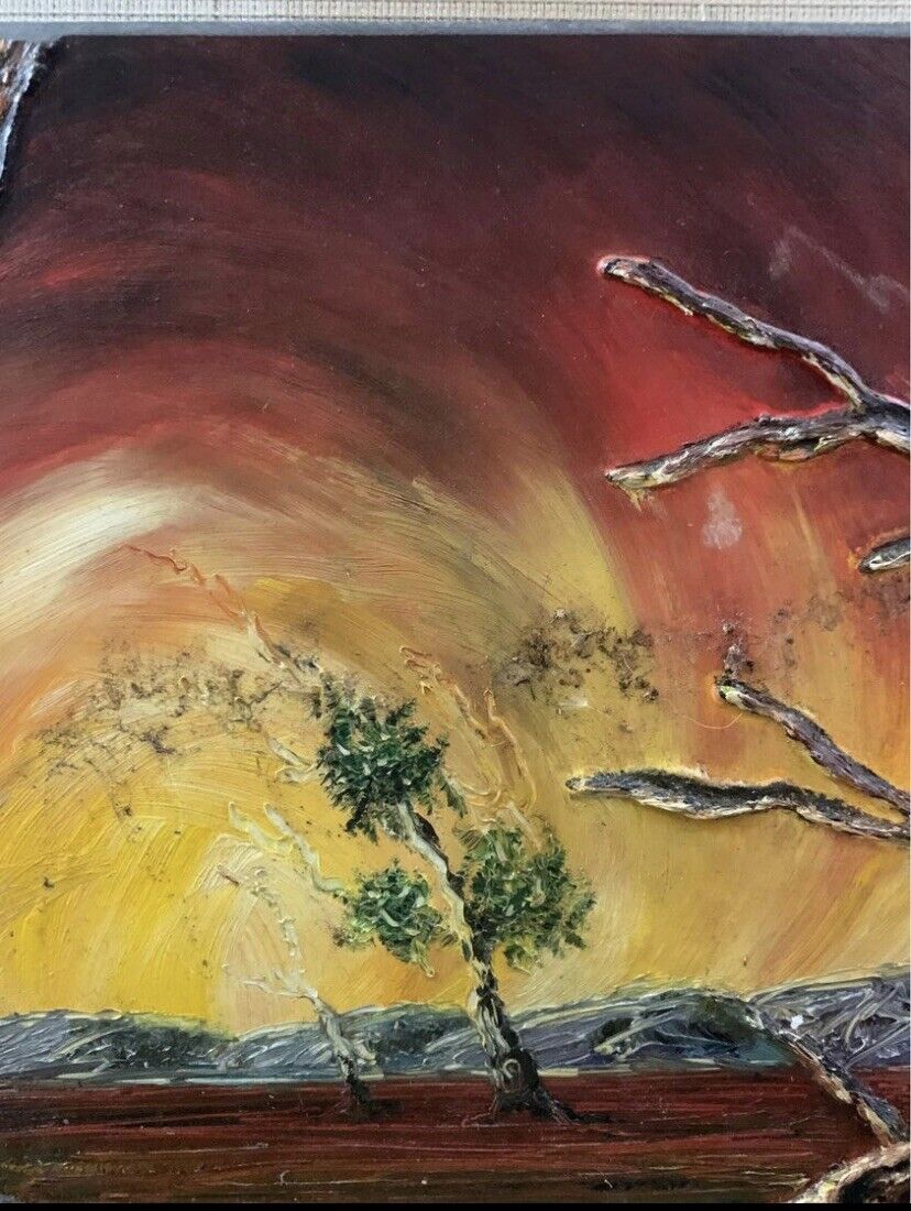 M DUELL Framed Painting Original 1972 3D Oil Art Australian Landscape Textured