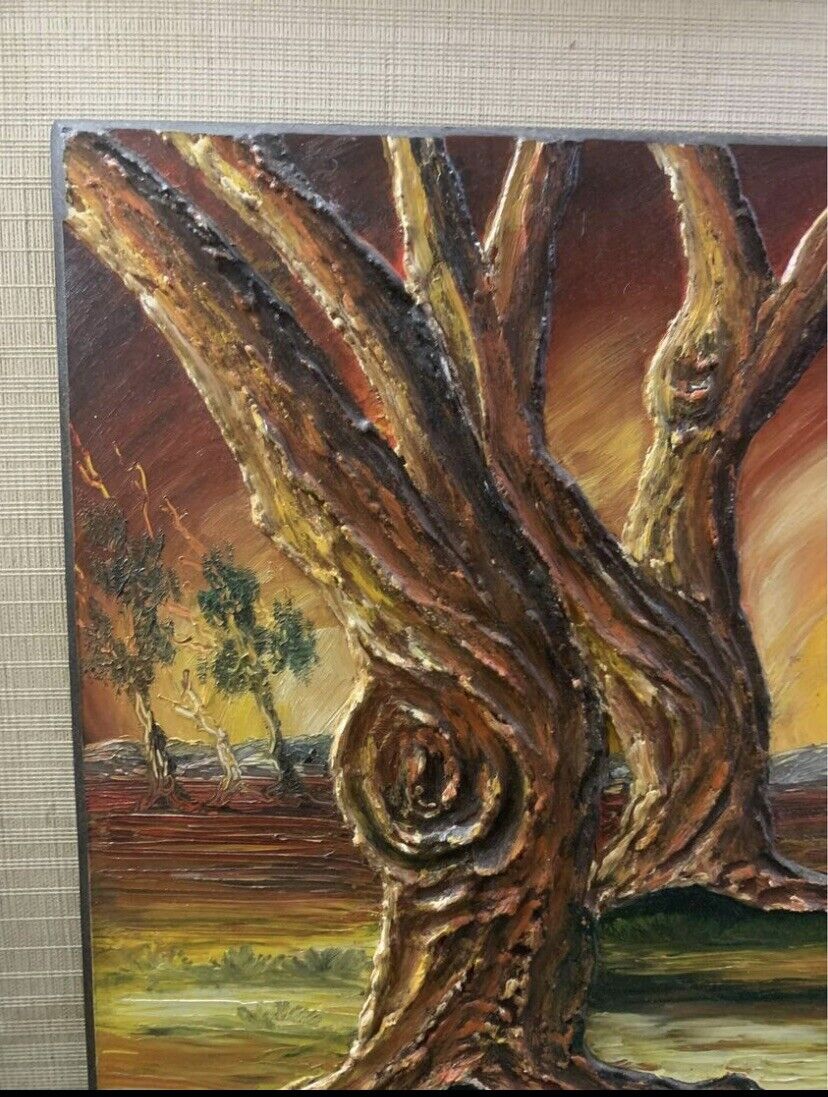 M DUELL Framed Painting Original 1972 3D Oil Art Australian Landscape Textured
