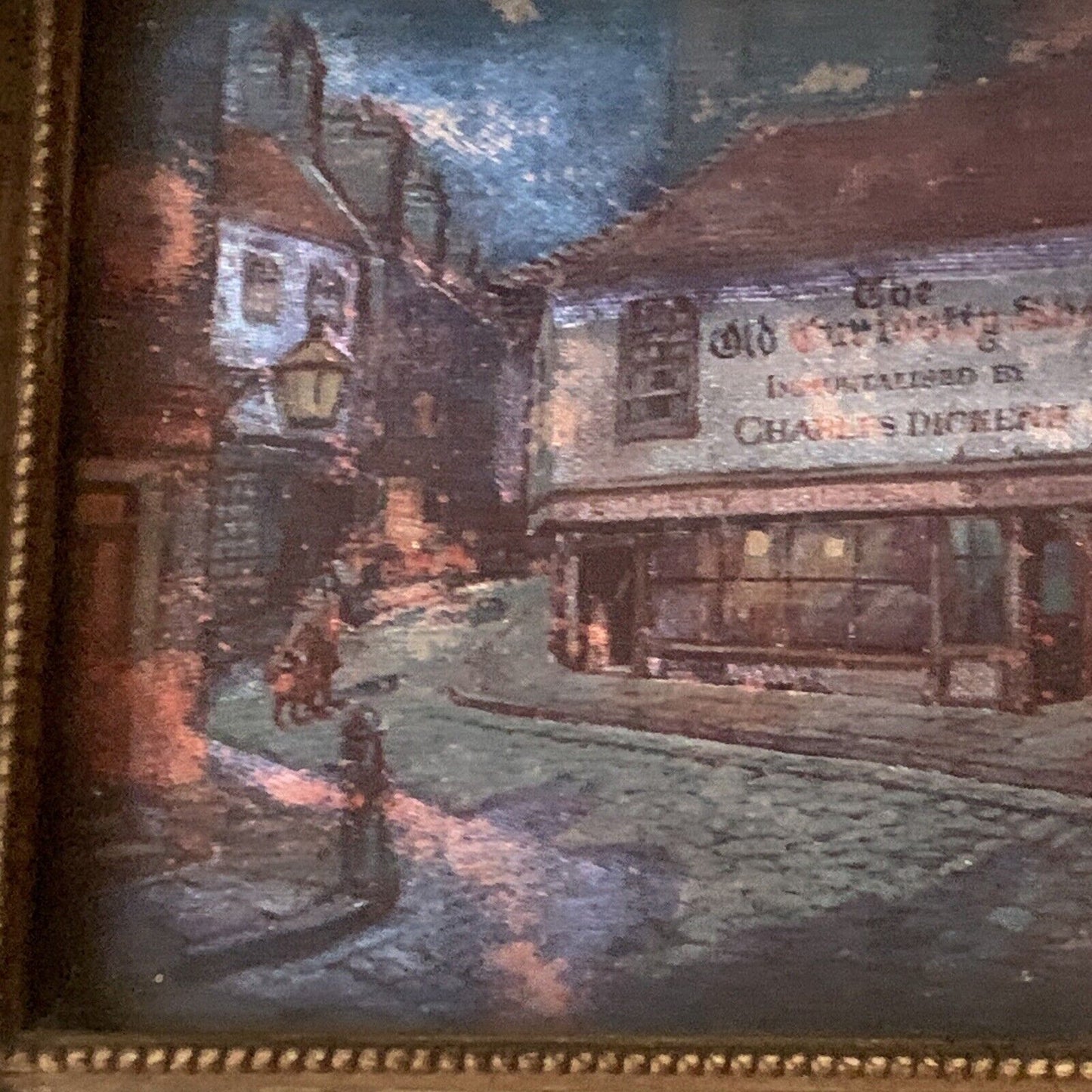 Framed Art The OLD CURIOSITY SHOP Foil Dickens London England 14.5x11.5 Vintage