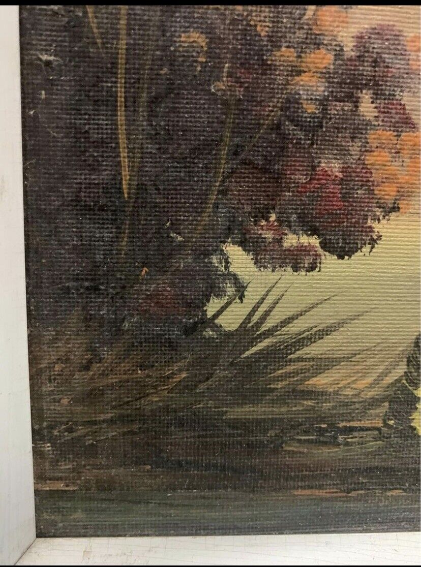 Framed Painting Original Vietnam Village 1950’s Framed Land & Water Scape Asian