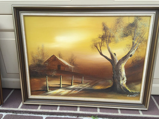 Framed Painting Original M RYANT  in Oil AUSTRALIAN LANDSCAPE Outback Bright