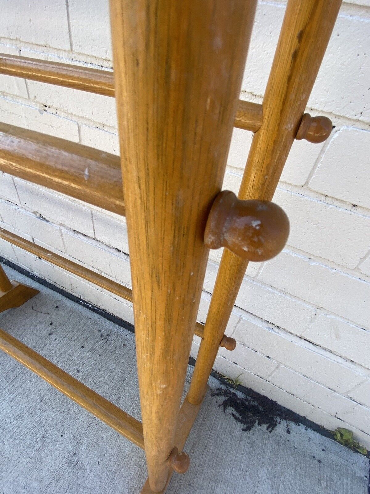 Wooden Towel Rail 5 Rung Ochre Stain Stand Rack Bathroom Bedroom Clothes Sheets